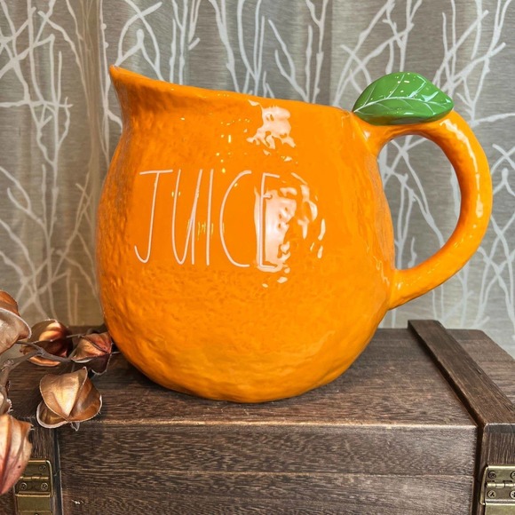 RAE DUNN FARMHOUSE JUG CARAFE ORANGE JUICE HOME DECOR KITCHEN NEW HTF RD